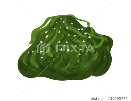 Cartoon vector illustration of seaweed salad isolated on a white background for Asian food and menu design. Cartoon vector illustration of seaweed salad isolated on a white background for Asian food and menu design. 139695775
