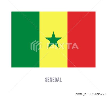 Flat vector illustration of the Senegal national flag isolated on a white background for country symbol design. Flat vector illustration of the Senegal national flag isolated on a white background for country symbol design. 139695776