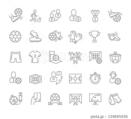 Set Vector Line Icons of Football. Set Vector Line Icons of Football. 139695836