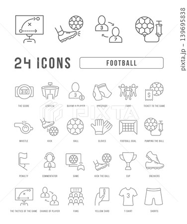 Set of linear icons of Football 139695838
