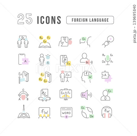 Set of linear icons of Foreign Language 139695840