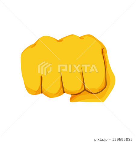 Vector illustration of a yellow front fist gesture. Flat icon for power, resistance, boxing, confidence, or strong hand symbol design. Vector illustration of a yellow front fist gesture. Flat icon for power, resistance, boxing, confidence, or strong hand symbol design. 139695853