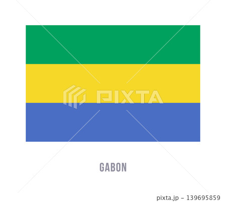 Flat vector illustration of the Gabon national flag isolated on a white background for country symbol design. 139695859