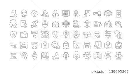 Set of linear icons of GDPR 139695865