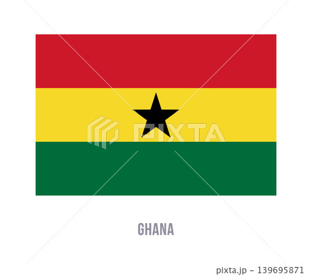 Flat vector illustration of the Ghana national flag isolated on a white background for geography and travel design. Flat vector illustration of the Ghana national flag isolated on a white background for geography and travel design. 139695871