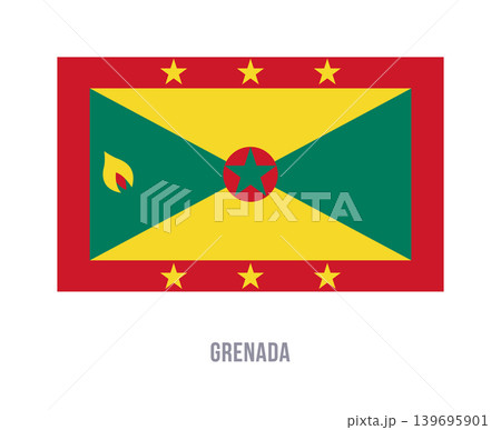 Flat vector illustration of the Grenada national flag isolated on a white background for geography and travel design. 139695901