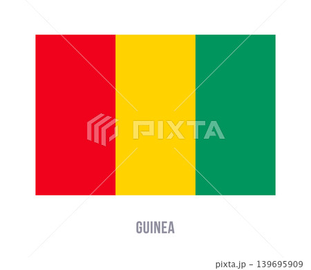 Flat vector illustration of the Guinea national flag isolated on a white background for geography and travel design. Flat vector illustration of the Guinea national flag isolated on a white background for geography and travel design. 139695909