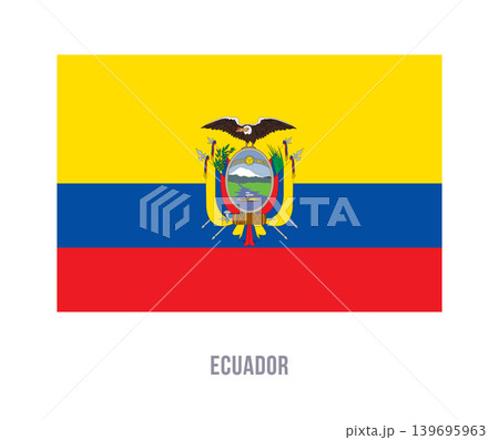 Flat vector illustration of the Ecuador national flag isolated on a white background for geography and travel design. 139695963