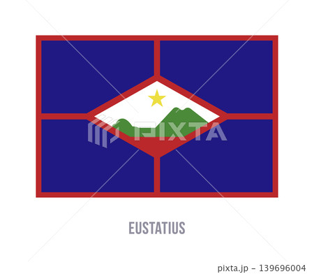 Flat vector illustration of the Eustatius flag with blue panels, red border, white diamond, mountain, and yellow star. Flat vector illustration of the Eustatius flag with blue panels, red border, white diamond, mountain, and yellow star. 139696004