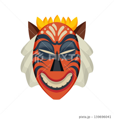 Abstract Papuan mask with bold shapes and cultural patterns. Abstract Papuan mask with bold shapes and cultural patterns. 139696041