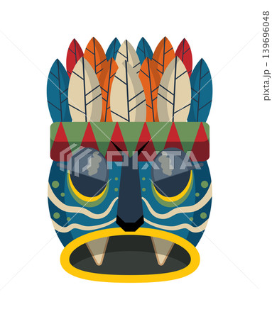 Abstract Papuan mask with bold shapes and cultural patterns. Abstract Papuan mask with bold shapes and cultural patterns. 139696048