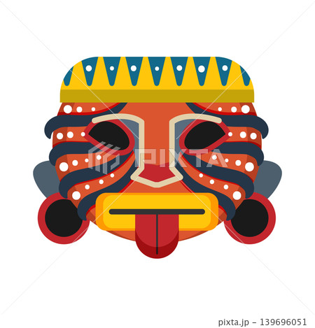 Abstract Papuan mask with bold shapes and cultural patterns. 139696051