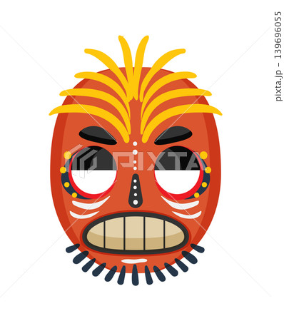 Abstract Papuan mask with bold shapes and cultural patterns. Abstract Papuan mask with bold shapes and cultural patterns. 139696055