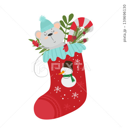 Mouse In Christmas Stocking Mouse In Christmas Stocking 139696130