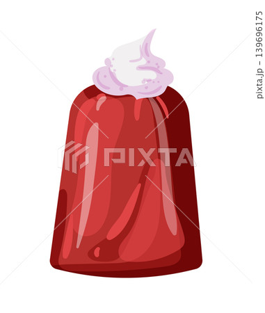 Cartoon vector illustration of chocolate pudding with whipped cream isolated on a white background for dessert food design. 139696175