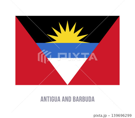 Flat vector illustration of the national flag of Antigua and Barbuda isolated on a white background for country symbol design. Flat vector illustration of the national flag of Antigua and Barbuda isolated on a white background for country symbol design. 139696299