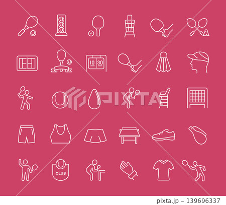 Set of Line Icons of Tennis. 139696337