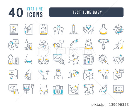 Set of linear icons of Test Tube Baby Set of linear icons of Test Tube Baby 139696338