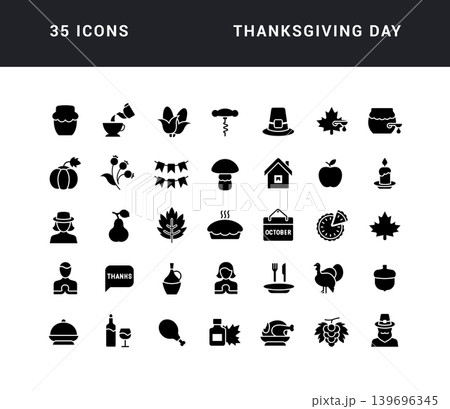 Set of simple icons of Thanksgiving Day Set of simple icons of Thanksgiving Day 139696345
