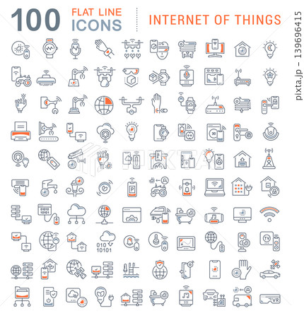 Set Vector Line Icons of Internet of Things Set Vector Line Icons of Internet of Things 139696415