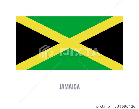 Flat vector illustration of the national flag of Jamaica isolated on a white background for country symbol design. Flat vector illustration of the national flag of Jamaica isolated on a white background for country symbol design. 139696426