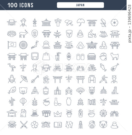 Set of linear icons of Japan Set of linear icons of Japan 139696428