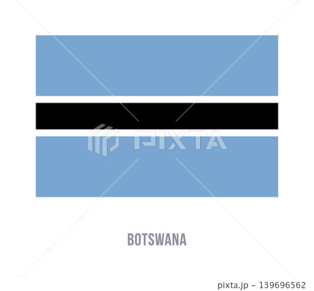 Flat vector illustration of the Botswana national flag isolated on a white background for country symbol design. Flat vector illustration of the Botswana national flag isolated on a white background for country symbol design. 139696562