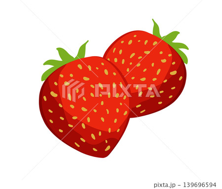 Cartoon vector illustration of fresh strawberries isolated on a white background for fruit food design. Cartoon vector illustration of fresh strawberries isolated on a white background for fruit food design. 139696594