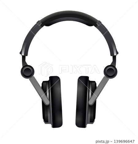 Black and silver headphones vector on a white background Black and silver headphones vector on a white background 139696647