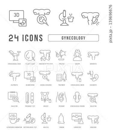 Set of linear icons of Gynecology Set of linear icons of Gynecology 139696676