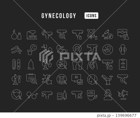 Set of linear icons of Gynecology Set of linear icons of Gynecology 139696677