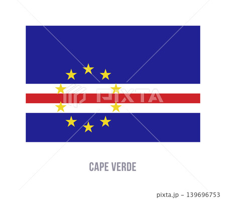 Flat vector illustration of the national flag of Cape Verde isolated on a white background for country symbol design. 139696753