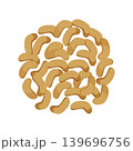 Cartoon vector illustration of cashew nuts isolated on a white background for healthy snack and ingredient design. 139696756