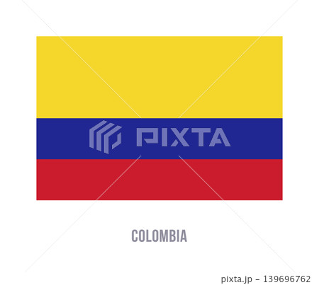 Flat vector illustration of the Colombia national flag isolated on a white background for geography and travel design. Flat vector illustration of the Colombia national flag isolated on a white background for geography and travel design. 139696762