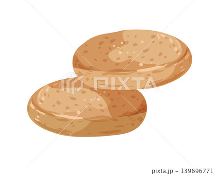 Cartoon vector illustration of burger buns isolated on a white background for fast food and bakery design. 139696771