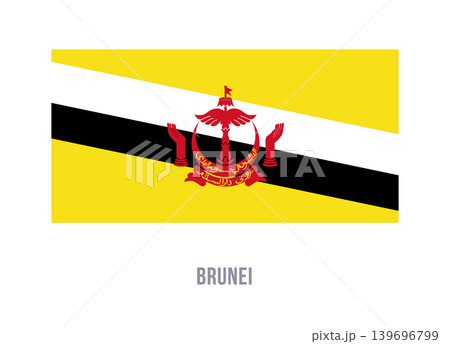 Flat vector illustration of the Brunei national flag isolated on a white background for geography and travel design. 139696799