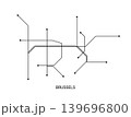Minimal black and white vector illustration of an approximate Brussels metro map with simple lines and station dots. Minimal black and white vector illustration of an approximate Brussels metro map with simple lines and station dots. 139696800