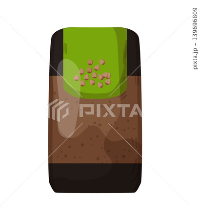 Cartoon vector illustration of buckwheat groats in plastic packaging isolated on a white background for grocery food design. 139696809