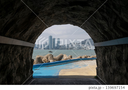 Iconic tunnel of Huinnyeoul Coastal Culture Village, Busan Iconic tunnel of Huinnyeoul Coastal Culture Village, Busan 139697154