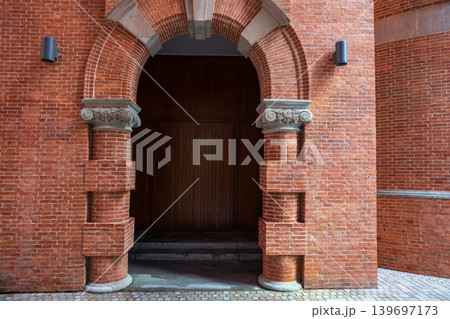 Brick building and wooden door at Rock Bund, Shanghai Brick building and wooden door at Rock Bund, Shanghai 139697173