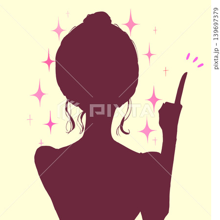 人差し指をさす美容イメージの女性 キラキラ 影絵 人差し指をさす美容イメージの女性 キラキラ 影絵 139697379