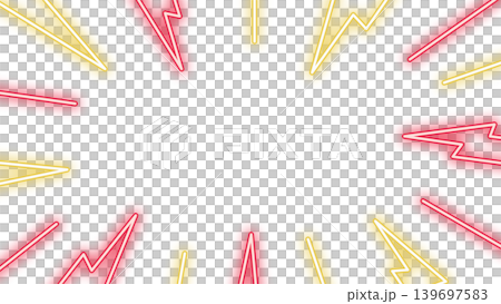Orange and yellow neon converging lines background, landscape orientation 16:9 139697583