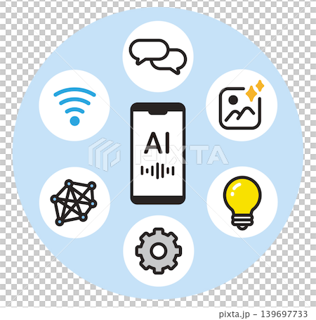 AIのアイコン。スマホのAIアシスタントの画面。人工知能のサービス。 AIのアイコン。スマホのAIアシスタントの画面。人工知能のサービス。 139697733