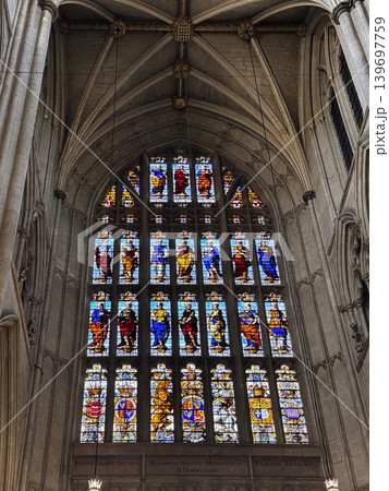 Stained Glass Window In Gothic Westminster Abby, London Stained Glass Window In Gothic Westminster Abby, London 139697759