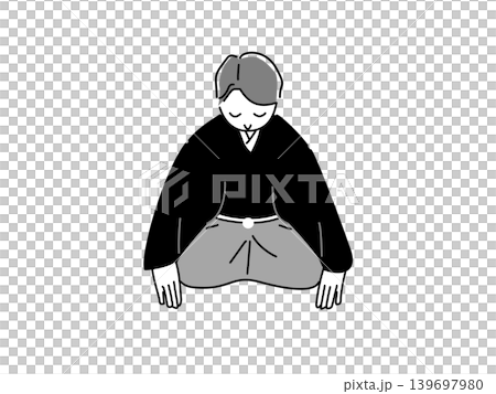 正座で挨拶をする和装の男性 正座で挨拶をする和装の男性 139697980