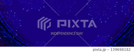 Independence Day. Festive blue illustration with a silhouette of stars and isolated fireworks Independence Day. Festive blue illustration with a silhouette of stars and isolated fireworks 139698182