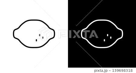 レモンのラインアイコン。白い線と黒い線のモノクロベクターイラストセット 139698318