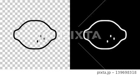 レモンのラインアイコン。白い線と黒い線のモノクロベクターイラストセット 139698318