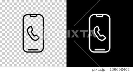 A LINE icon on a smartphone screen displaying a phone number. (Monochrome vector illustration set) A LINE icon on a smartphone screen displaying a phone number. (Monochrome vector illustration set) 139698402