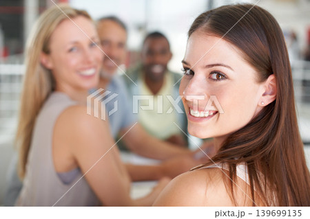 Woman, portrait and boardroom for teamwork or confidence at creative agency as intern, learning or idea. Female person, face and smile at start up company or brainstorming project, meeting or career Woman, portrait and boardroom for teamwork or confidence at creative agency as intern, learning or idea. Female person, face and smile at start up company or brainstorming project, meeting or career 139699135